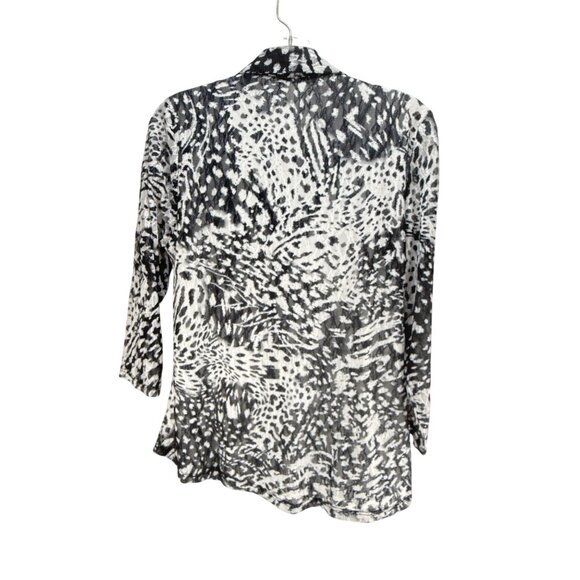 Cable and Gauge Button Down Shirt Black White Long Sleeve Animal Print Top S - Picture 8 of 9